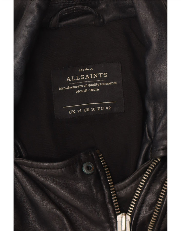 Giacca da motociclista in pelle da donna All Saints UK 14 grande in pelle nera