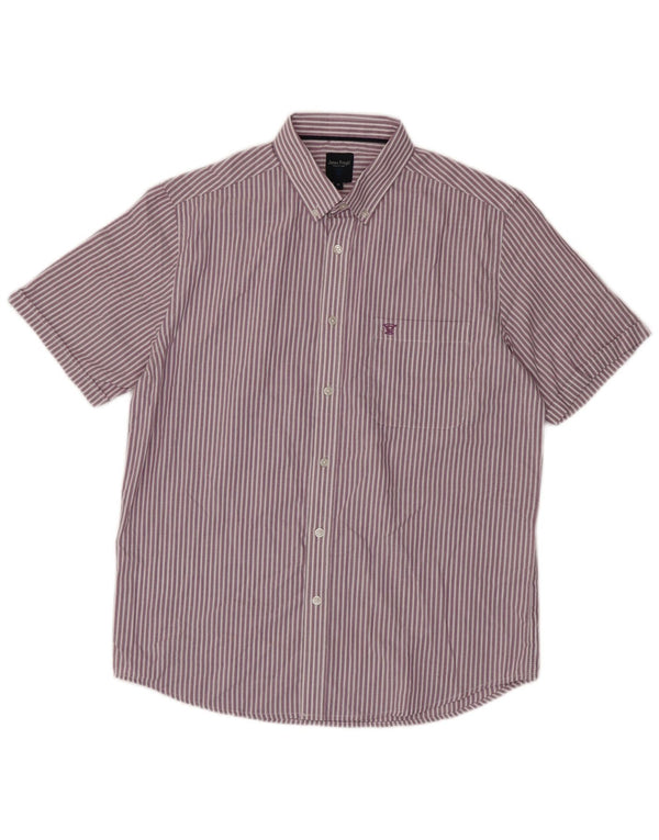 JAMES PRINGLE Camicia a maniche corte da uomo Poliestere gessato viola medio