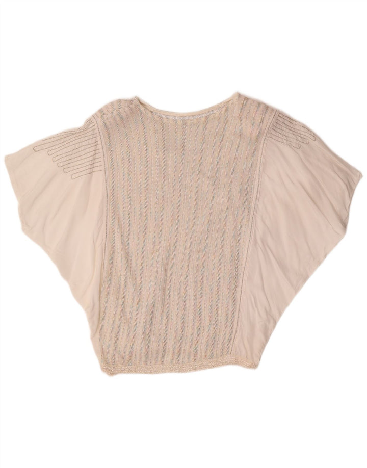 Camicetta a pipistrello da donna VINTAGE Top UK 12 a righe bianche medie