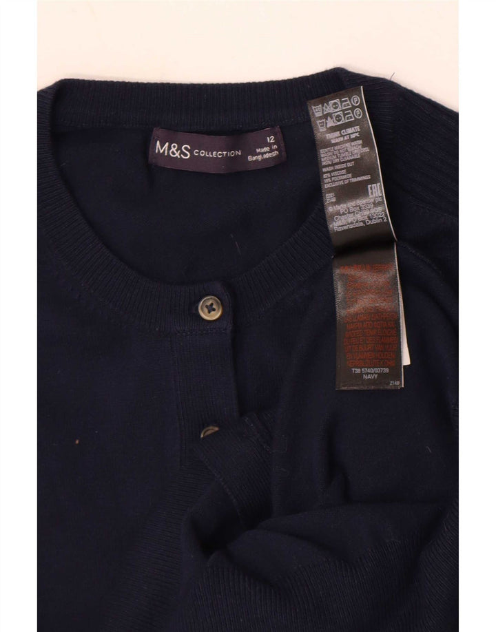 Maglione cardigan da donna Marks & Spencer UK 12 Viscosa blu navy medio