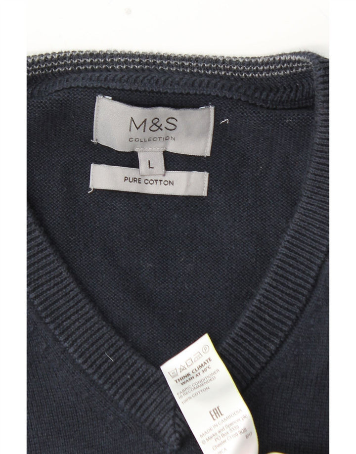 MARKS & SPENCER Canottiera da uomo Canotta grande in cotone blu navy