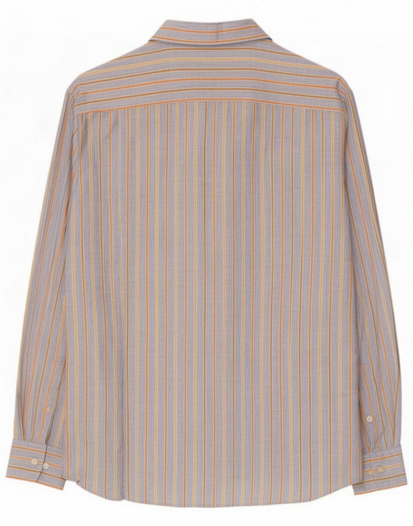Massimo Dutti Camicia da uomo XL Lino gessato blu