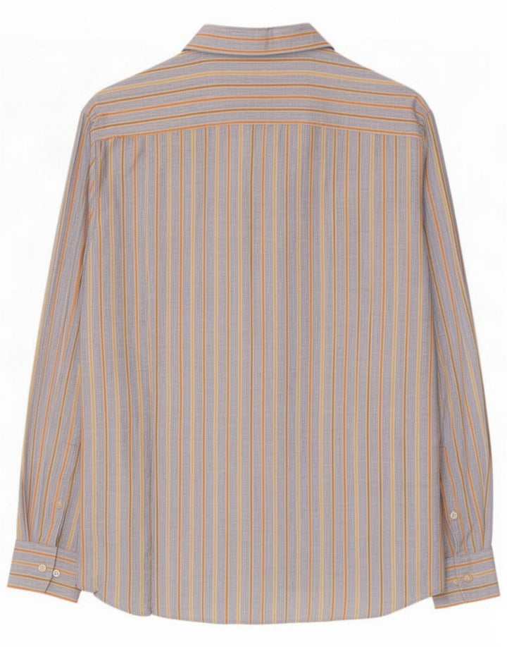 Massimo Dutti Camicia da uomo XL Lino gessato blu
