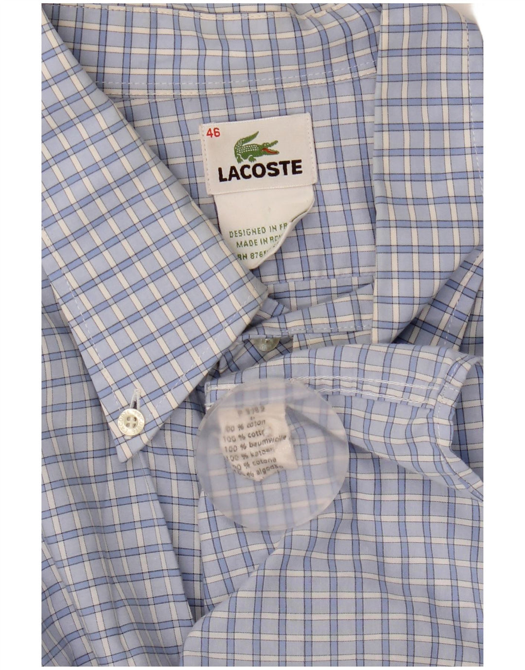 Camicia da uomo Lacoste taglia 46 2XL cotone a quadretti blu