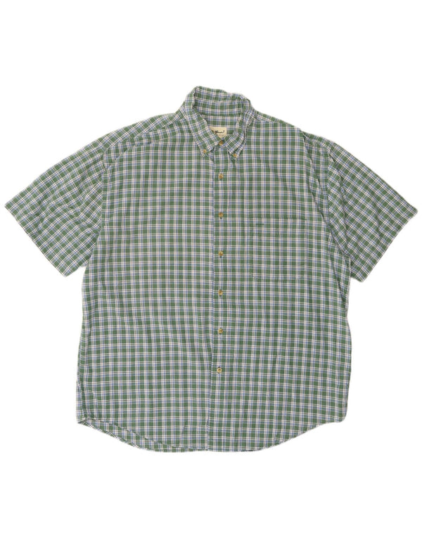 EDDIE BAUER Camicia a maniche corte da uomo XL in cotone a quadri verdi