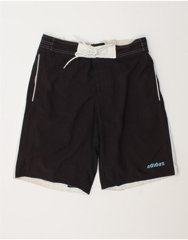 Pantaloncini da bagno grafici da uomo Adidas, poliestere color block medio nero