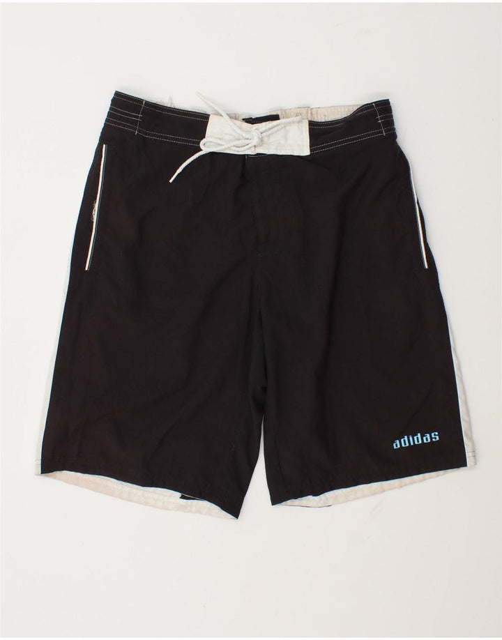 Pantaloncini da bagno grafici da uomo Adidas, poliestere color block medio nero