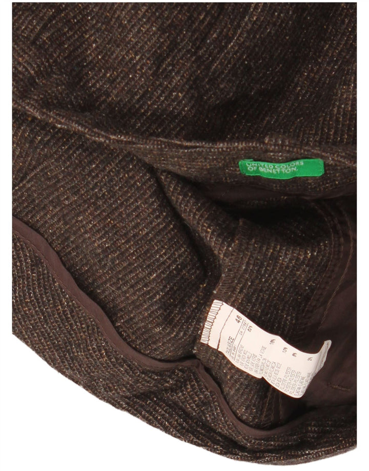 Pantaloncini chino da donna BENETTON IT 46 Large W34 Lana vergine screziata marrone