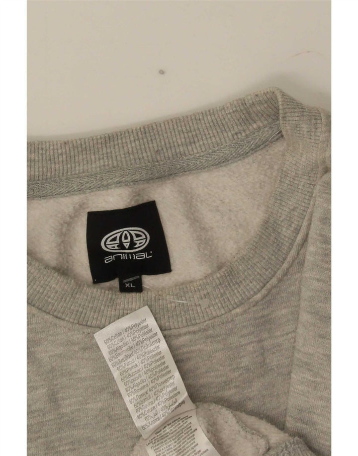 Felpa grafica da uomo con animali, maglione XL, cotone grigio
