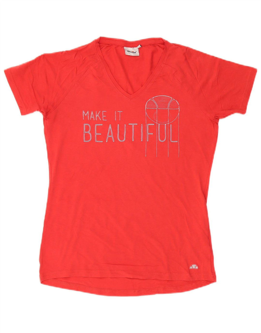 T-shirt grafica da donna Ellesse Top UK 14 grande cotone rosso