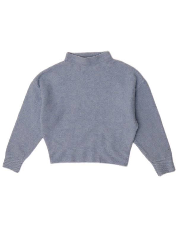 Maglione corto a collo alto da donna Zara UK 10 piccolo acrilico blu