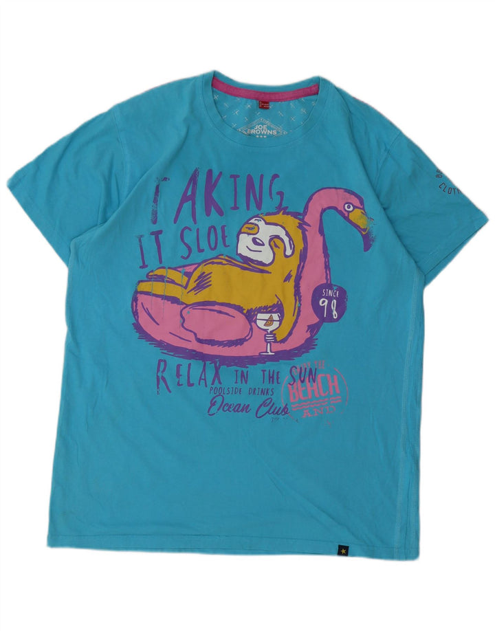 JOE BROWNS T-shirt grafica da uomo grande in cotone blu