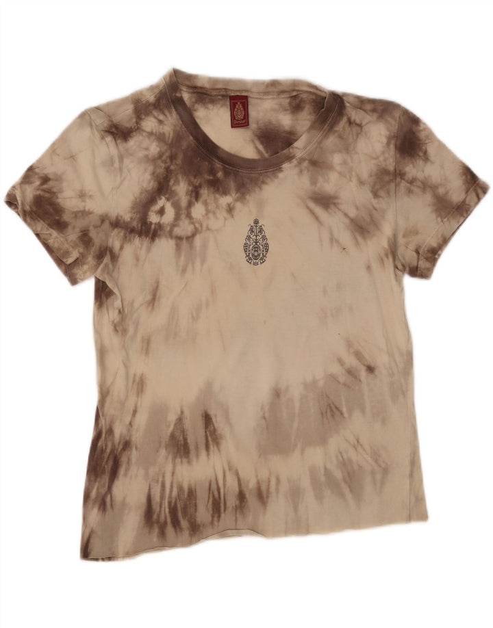 DONDUP Womens T-Shirt Top UK 12 Medium Beige Tie Dye Vintage Dondup and Second-Hand Dondup from Messina Hembry 
