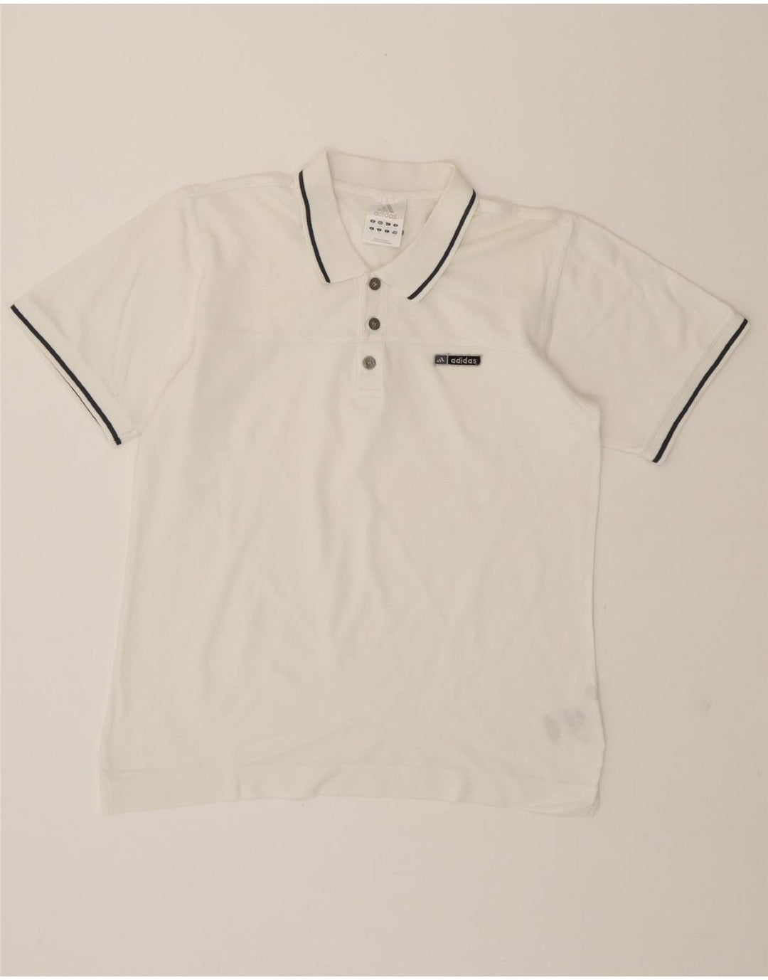 ADIDAS Mens Polo Shirt Medium White Cotton Vintage Adidas and Second-Hand Adidas from Messina Hembry 