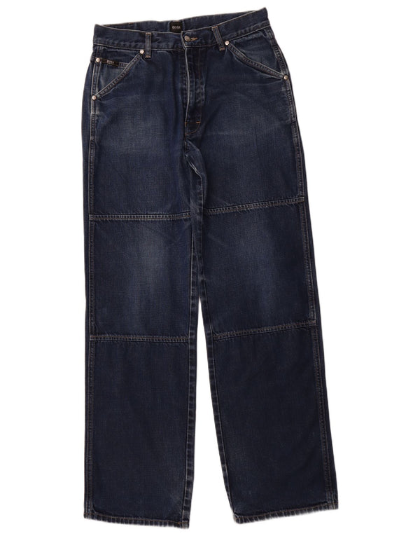 Jeans dritti da uomo HUGO BOSS W31 L34 cotone blu navy