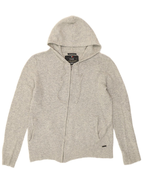 Maglione cardigan con cappuccio da donna Superdry UK 14 Lana grigio medio