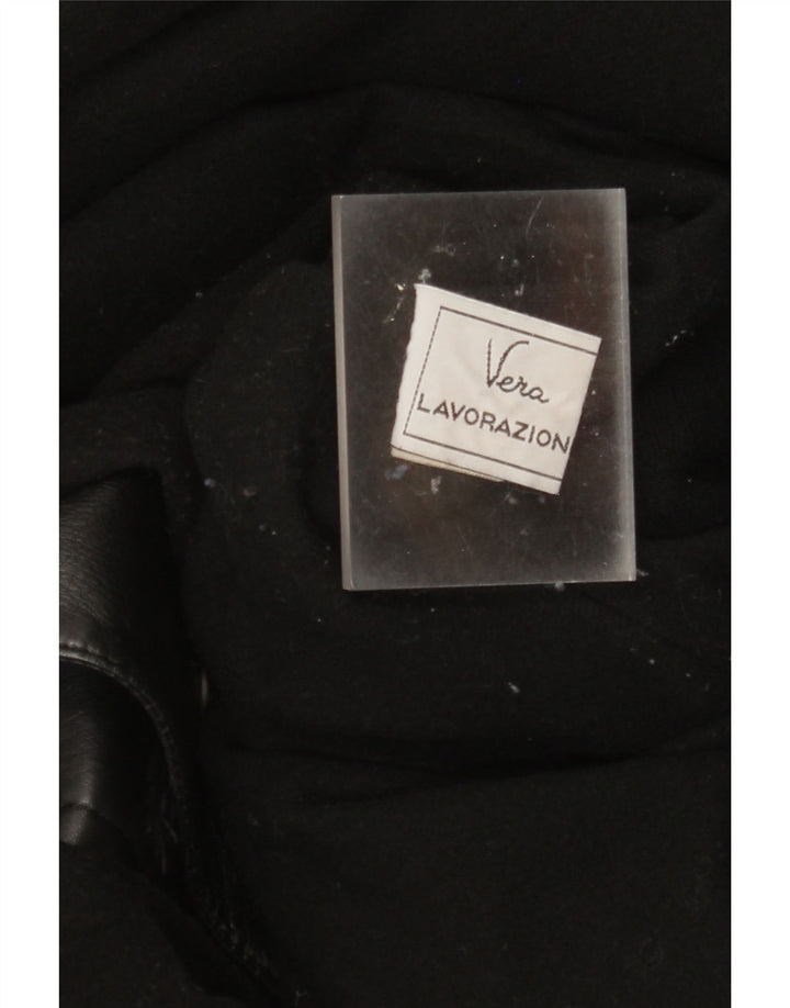 Cappotto in pelle vintage da donna IT 42 medio in pelle nera