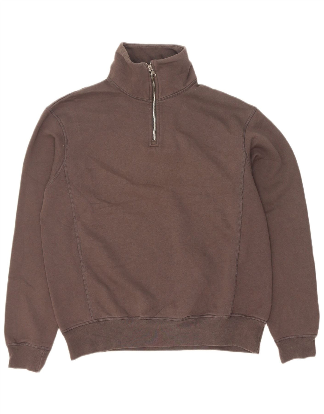 Felpa Zara da uomo con collo con zip, maglione piccolo in cotone grigio
