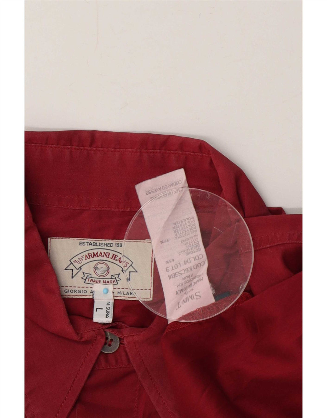 Armani Jeans Camicia da uomo grande rossa in cotone