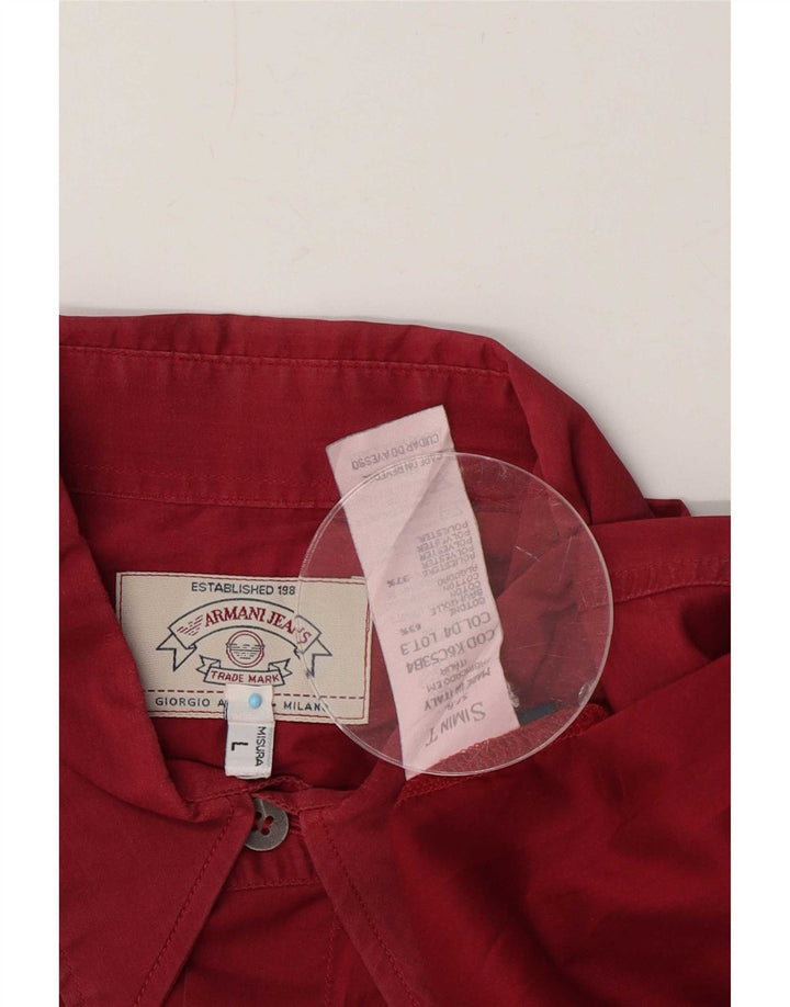 Armani Jeans Camicia da uomo grande rossa in cotone