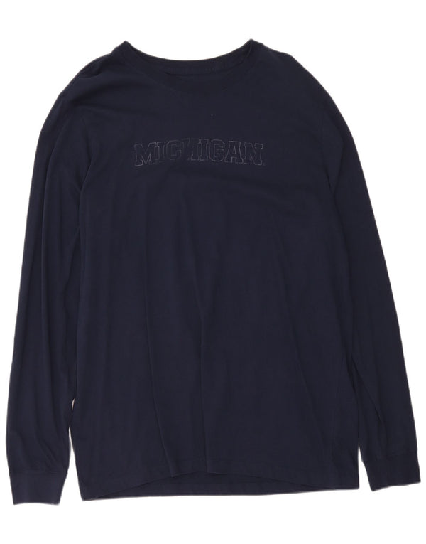 Nike Michigan Graphic Top da uomo a maniche lunghe XL in cotone blu navy