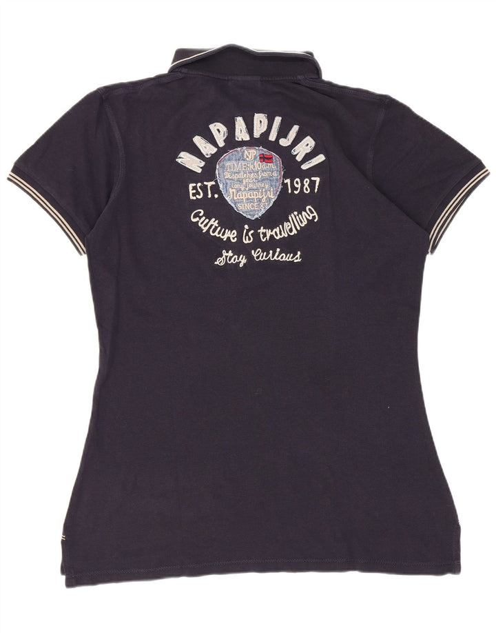 Polo grafica da donna Napapijri UK 14 Large Blu Navy