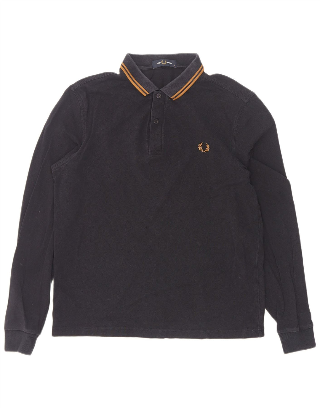 Polo da uomo a maniche lunghe Fred Perry in cotone a righe blu navy medio