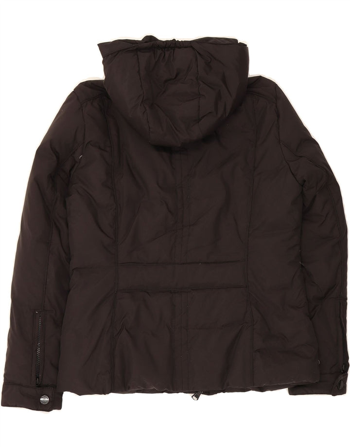 MASSIMO DUTTI Womens Hooded Padded Jacket UK 14 Medium Black Polyester Vintage Massimo Dutti and Second-Hand Massimo Dutti from Messina Hembry 