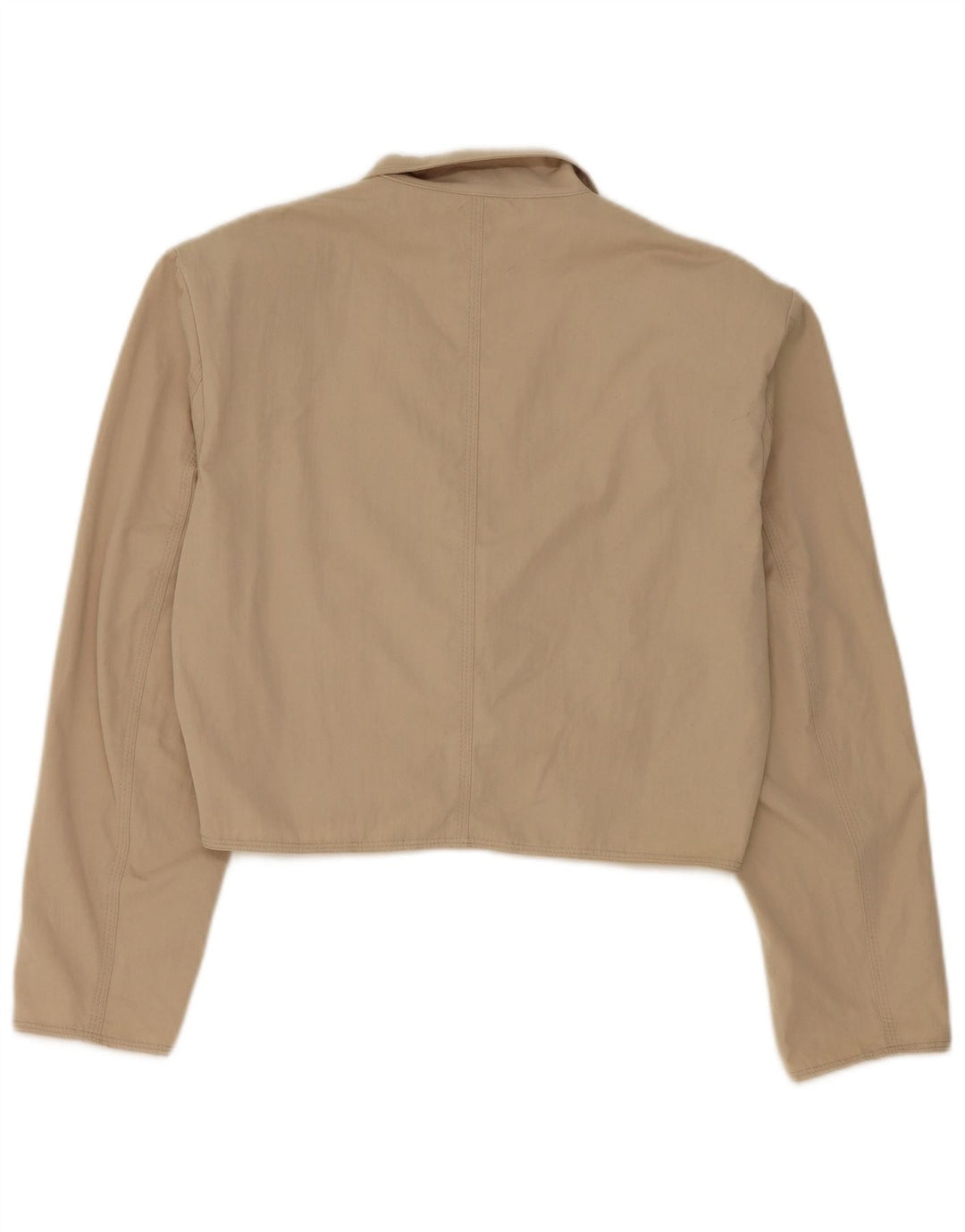 Giacca blazer a 2 bottoni corta da donna Stefanel UK 16 grande poliestere beige