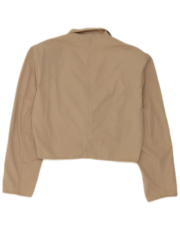 Giacca blazer a 2 bottoni corta da donna Stefanel UK 16 grande poliestere beige