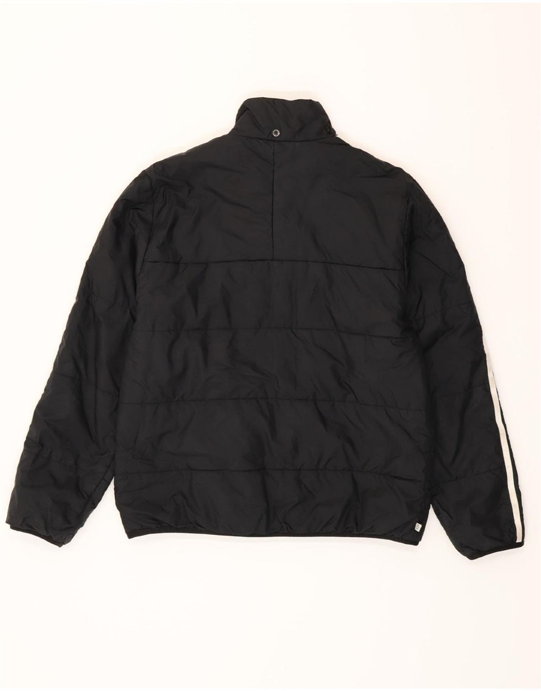 ADIDAS Boys Graphic Padded Jacket 13-14 Years Black Polyester