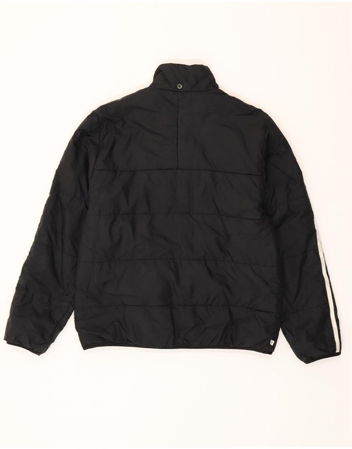 ADIDAS Boys Graphic Padded Jacket 13-14 Years Black Polyester