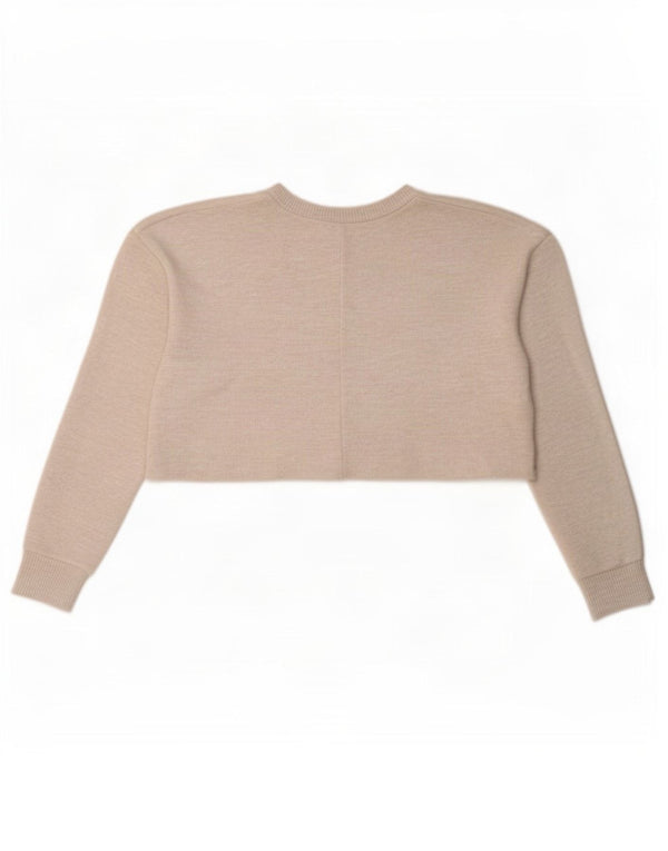 Top corto oversize da donna Zara a maniche lunghe UK 10 piccolo poliestere beige