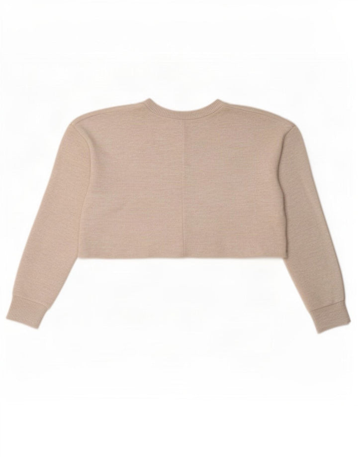 Top corto oversize da donna Zara a maniche lunghe UK 10 piccolo poliestere beige