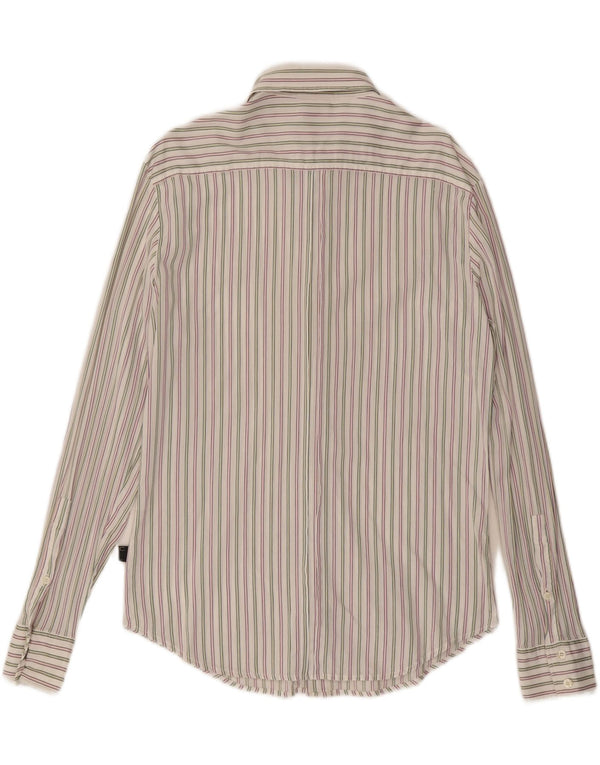 JUST CAVALLI Mens Shirt XL White Pinstripe Cotton