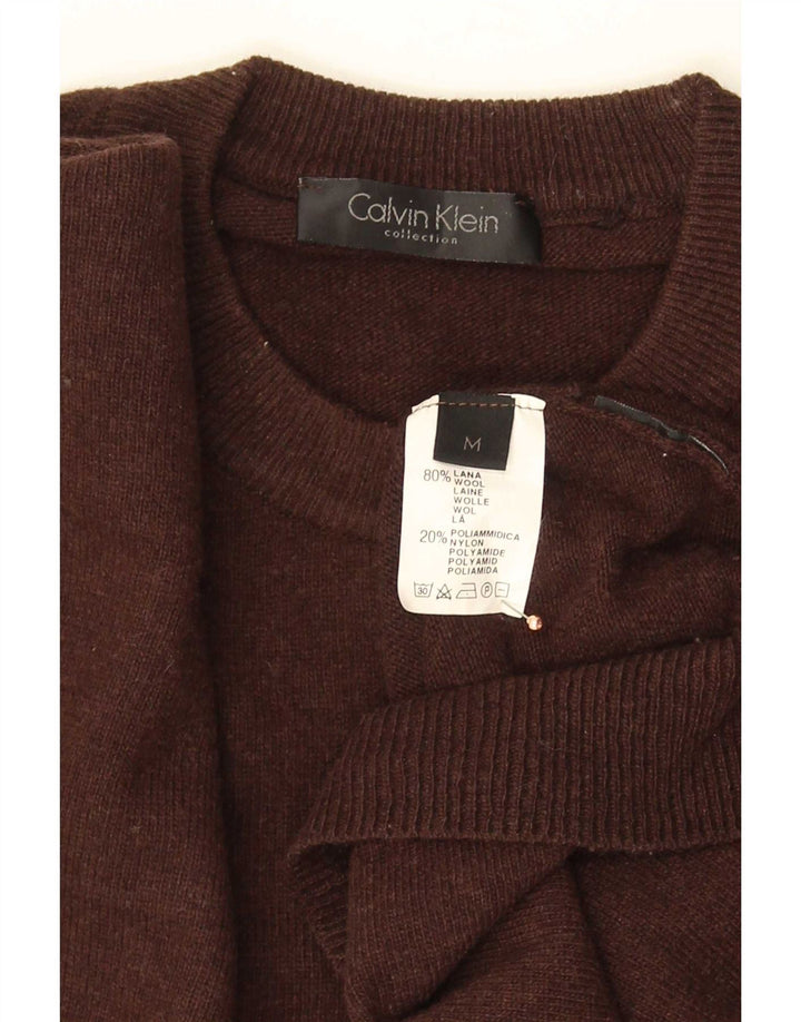 Maglione maglione girocollo da uomo Calvin Klein in lana marrone medio