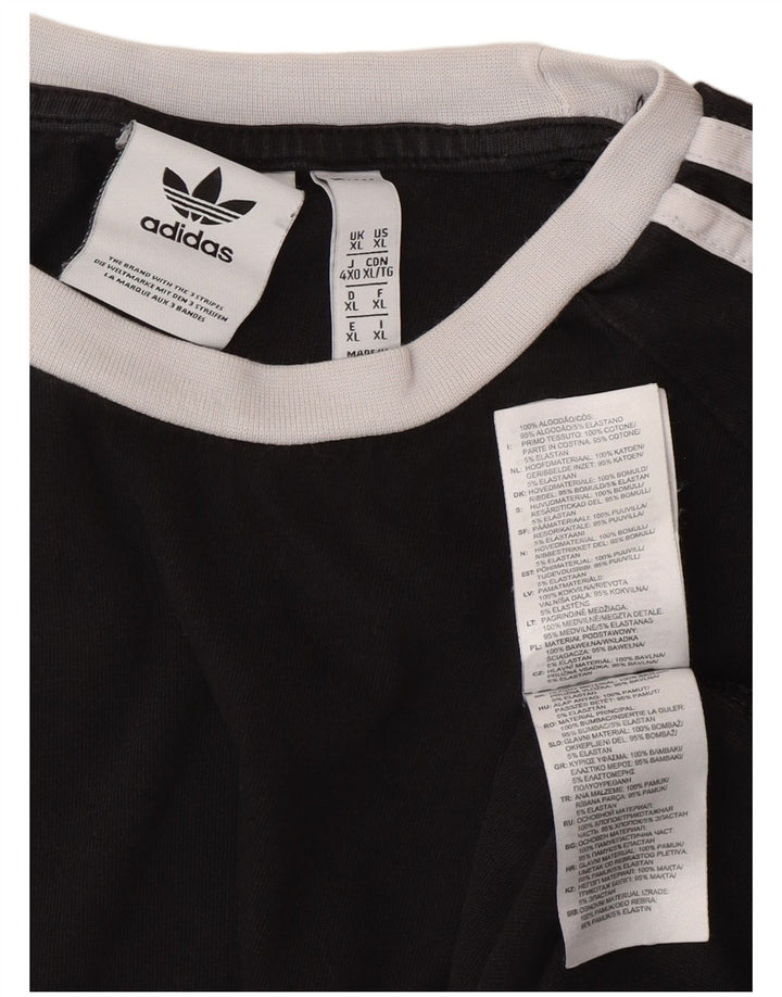 Top Adidas da uomo a maniche lunghe XL in cotone color block nero