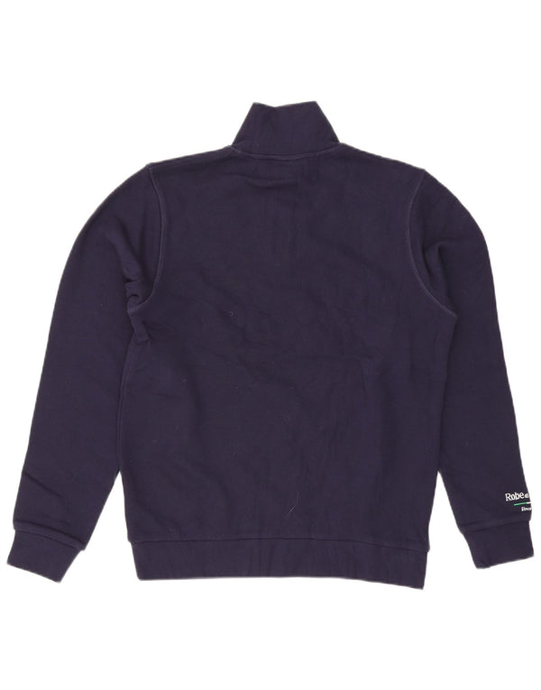 Felpa Kappa da uomo con grafica con zip e collo, maglione medio, blu navy, in cotone