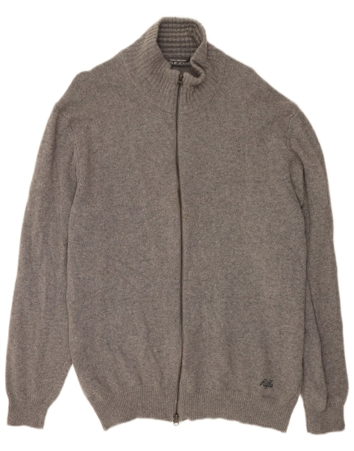 Maglione cardigan da uomo Rifle 2XL in lana grigia