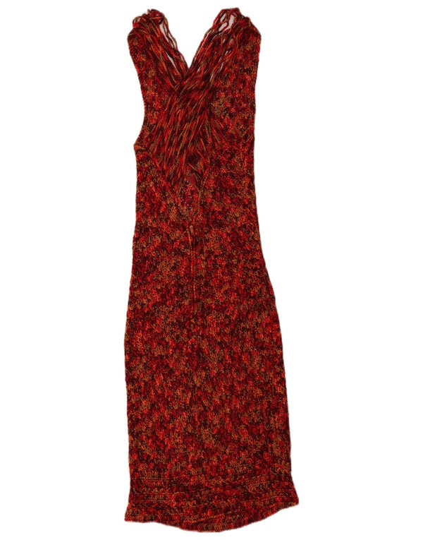 Abito aderente in maglia da donna vintage UK 12 medio multicolore chiazzato