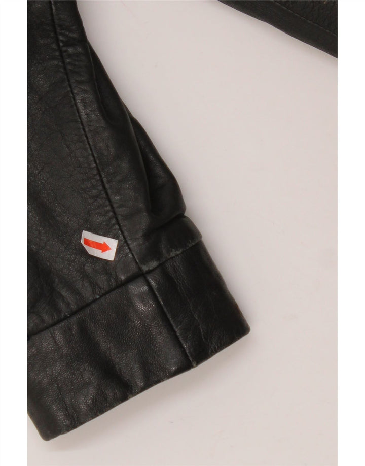 Cappotto oversize da donna in pelle VINTAGE IT 40 piccolo in pelle nera