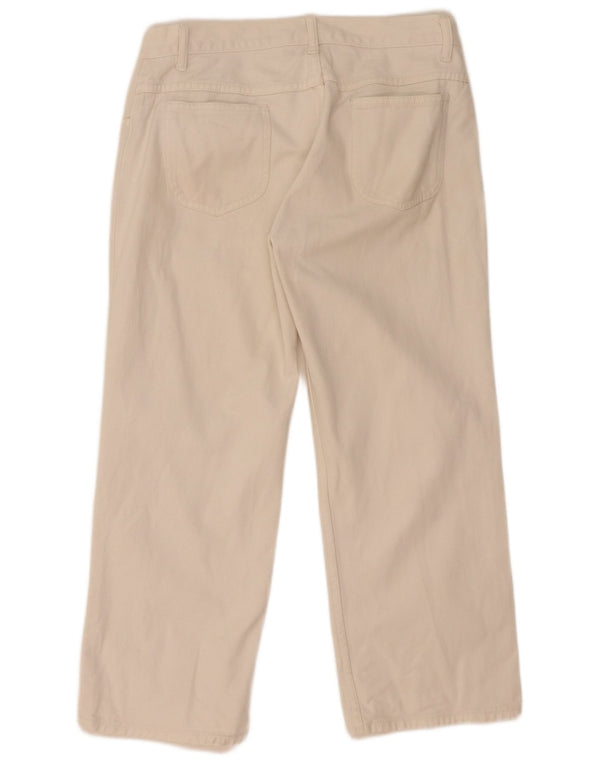 Pantaloni Cropped Dritti Donna Benetton IT 46 Large W32 L24 Cotone Bianco