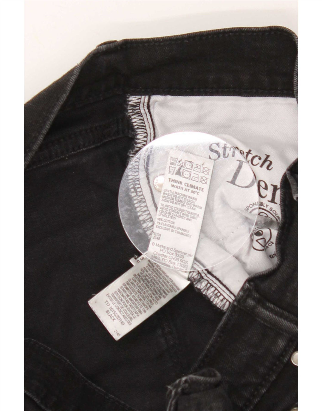 Jeans slim da uomo Marks & Spencer W30 L29 cotone nero