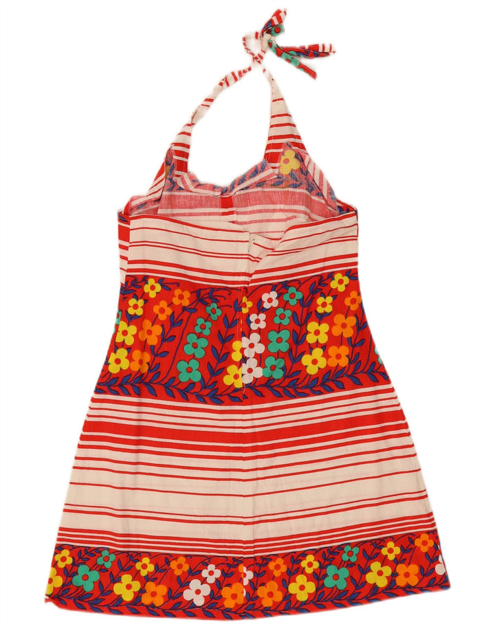 Abito vintage da donna alla caviglia UK 8 piccolo floreale multicolore