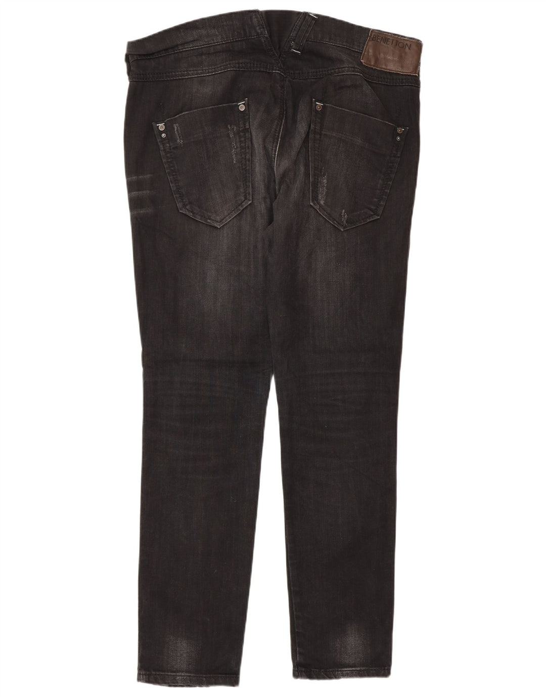 BENETTON Mens Distressed Relaxed Fit Slim Jeans W30 L30 Grey Cotton