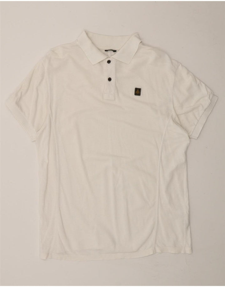 REFRIGIWEAR Mens Polo Shirt XL White Cotton Vintage Refrigiwear and Second-Hand Refrigiwear from Messina Hembry 
