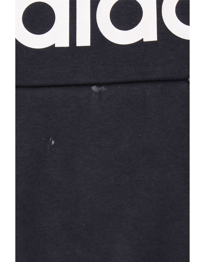 Maglione con cappuccio grafico da donna ADIDAS UK 12/14 Cotone medio blu navy
