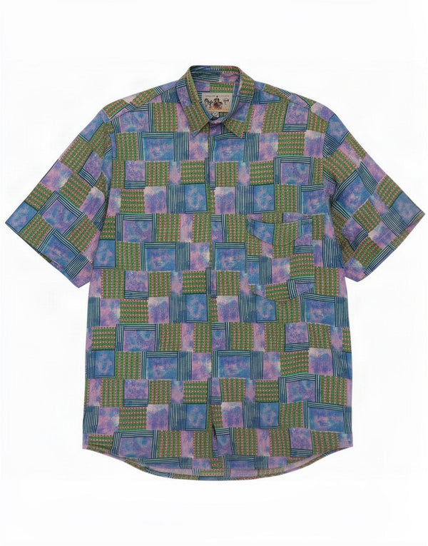 Azzurra Mens Short Sleeve Shirt Medium Multicoloured Patchwork