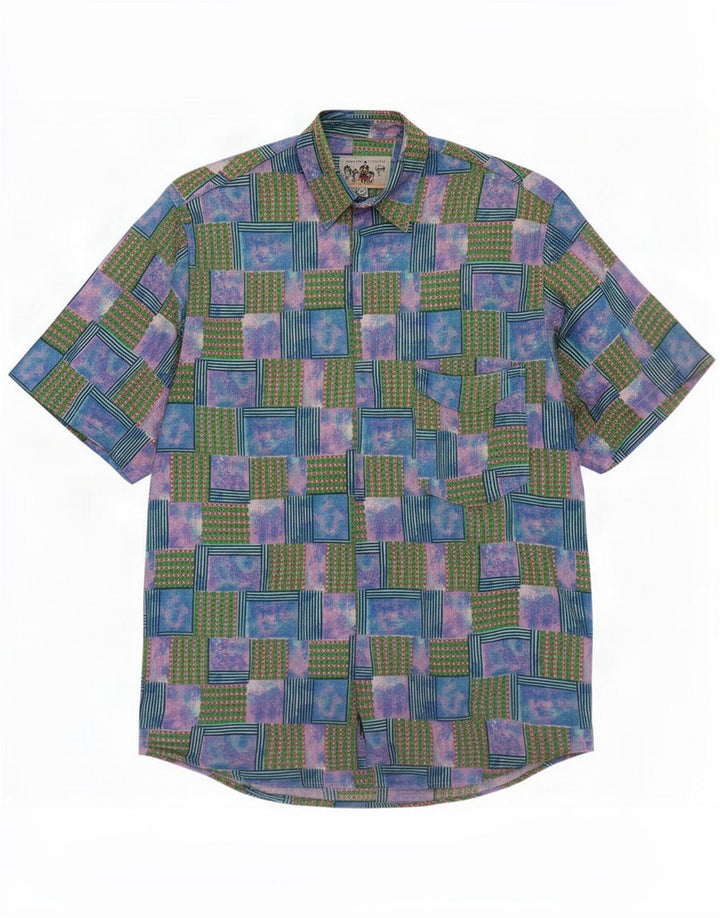 Camicia a maniche corte da uomo Azzurra Patchwork medio multicolore