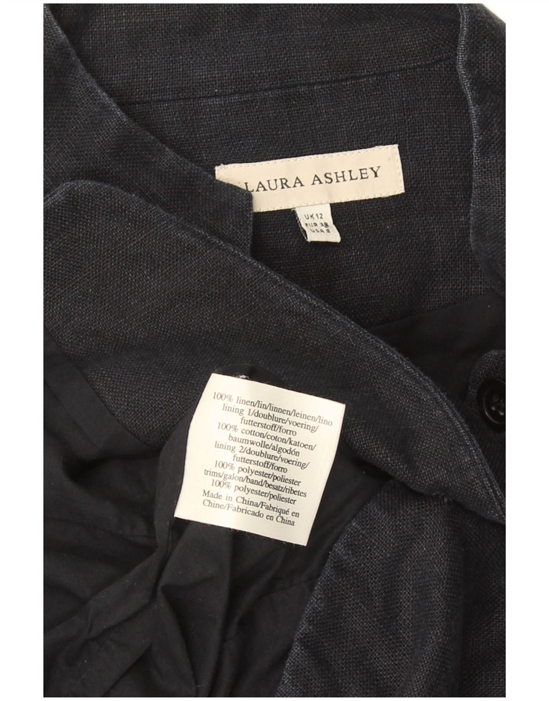 Giacca blazer militare a 6 bottoni da donna Laura Ashley UK 12 medio blu navy